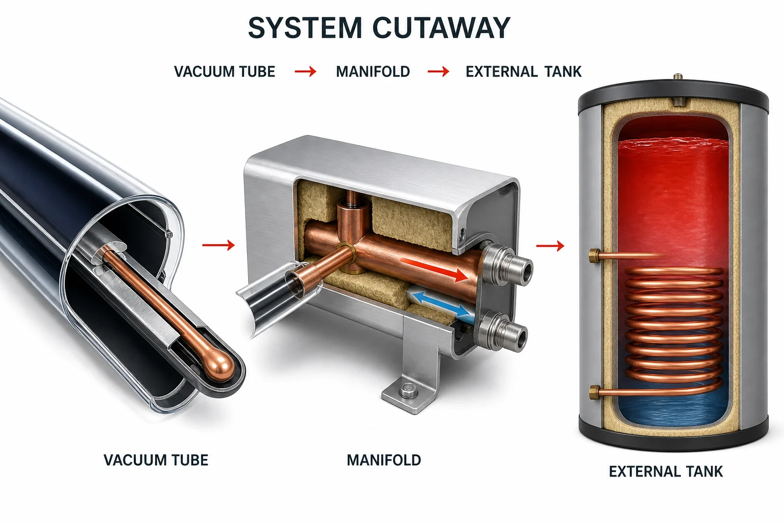System Cutaway - Vacuum Tube to Manifold to External Tank