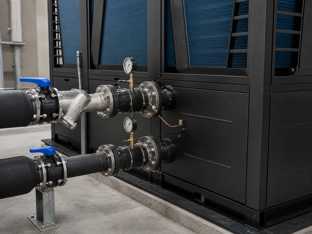 commercial heat pump water connection positions