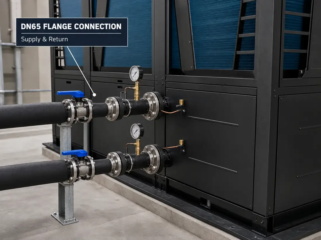 Commercial Heat Pump DN65 water connection positions