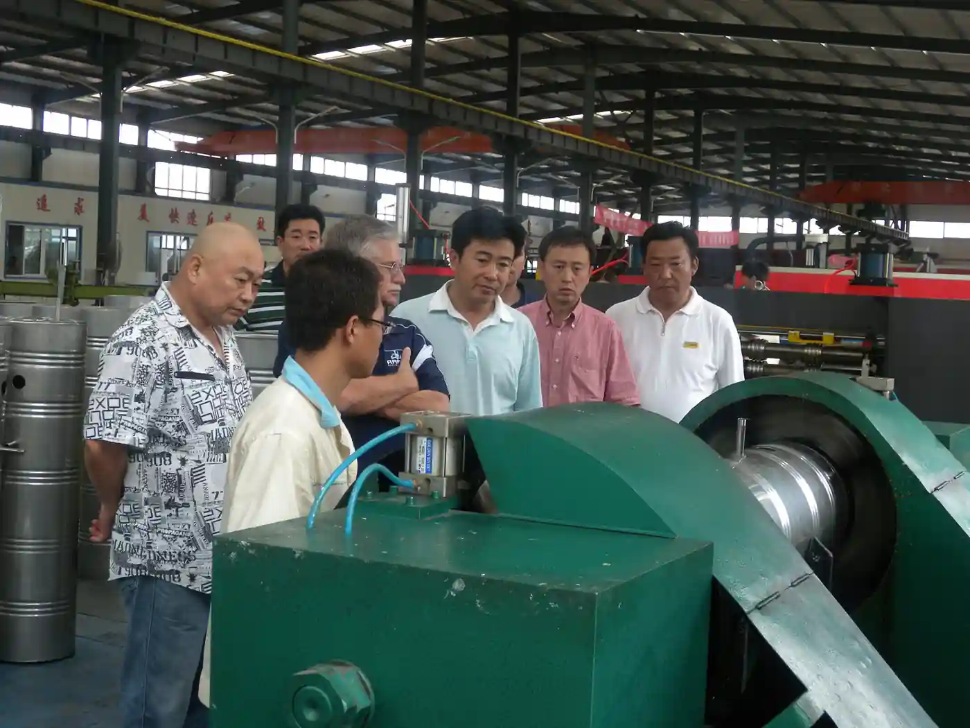 South African visitors inspecting production equipment with Cassky engineers
