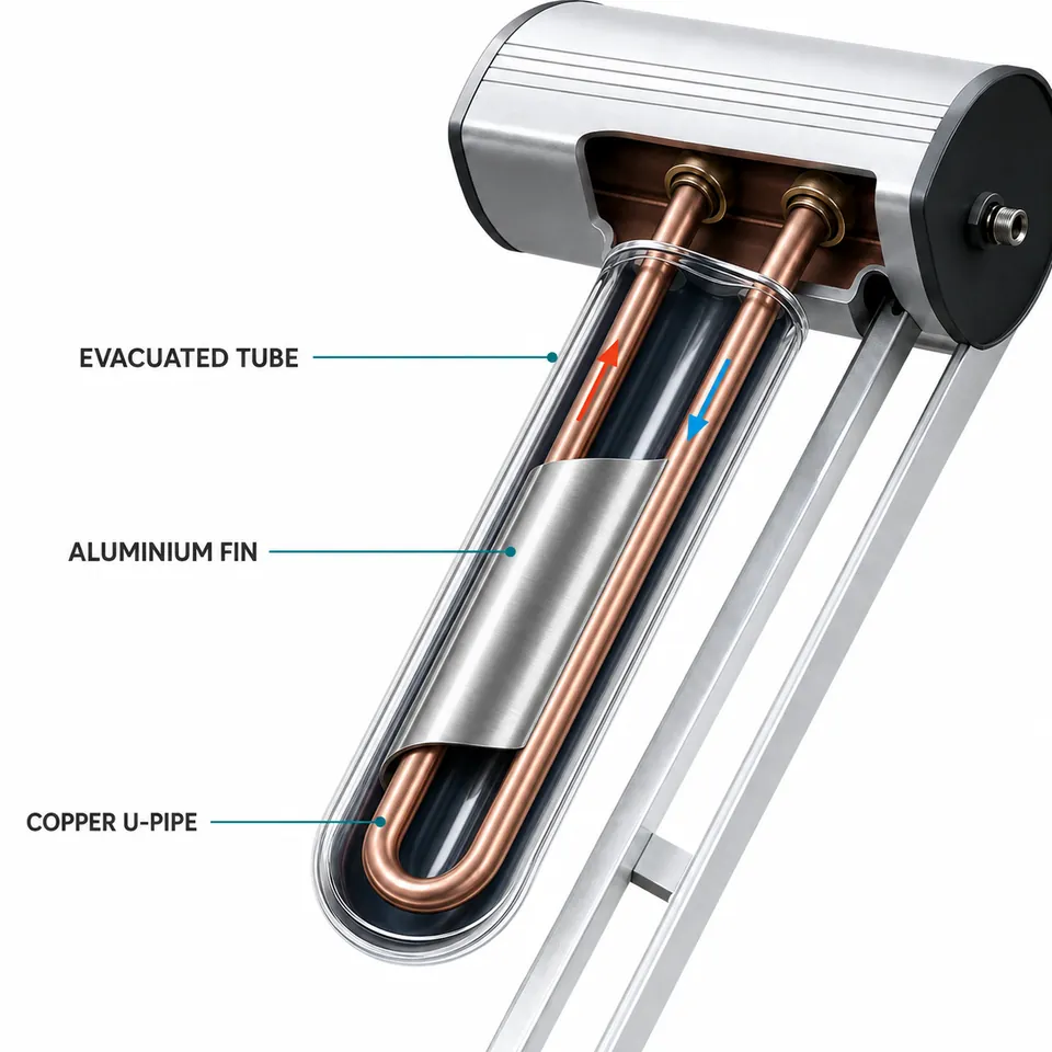 CASSKY U-Tube Solar Collector Cutaway Diagram